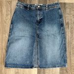 Old Navy Vintage 2002 Denim Skirt Short Midi Front‎ Split 100% Cotton Size 4  Photo 12
