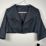 Rickie Freeman For Teri Jon Black Metallic Wool Blend Beaded Jacket Women’s Sz 4 Silver Photo 0
