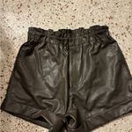 Abercrombie & Fitch  high-rise vegan leather shorts in a brown olive color large Photo 6