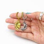 Boho Sun and Moon Friendship Necklaces Gold Photo 2