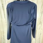 Halston Navy Wrap Dress XL | Long Sleeve | Stretch V Photo 4