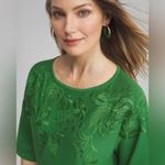 Chico's NWT  Vibrant Green Embroidered Dolman Pullover Sweater Top Size 1/M Photo 1