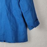 JM Collection Womens Linen Jacket 4 Petite Blue Button Front Pockets 3/4 Sleeve Photo 5
