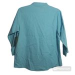 Jane Ashley  Blue Linen Button Front Top 3/4 Sleeves Casual Size Small Photo 1