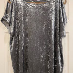 Cable & Gauge  Velvety Gray PeekA-Boo Short Sleeve 3X Blouse.              2837-E Photo 0