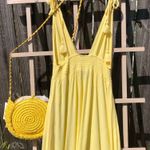 Forever 21 Yellow Strappy Sundress Small with tassels and Straw purse Photo 5