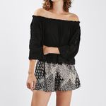 Topshop Scarf Printed High Rise Shorts Black Size 4 Photo 2