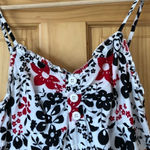 Vintage black white red floral and polkadot spaghetti strap dress Jr size small Photo 3