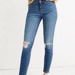 Madewell 9" Mid-Rise Skinny Jeans Blue Wash Denim Eco Edition Distressed Size 25 Photo 0