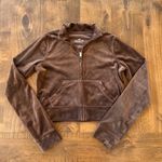 Hollister Chocolate Brown Velour Long Sleeve Cropped Jacket Size XS Photo 2