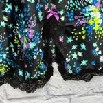 Victoria's Secret  Satin Nightgown Size L Black Floral Lace Hem Babydoll Photo 2