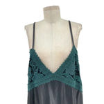 ZARA  Dress Faux Leather Crochet Embroidered Slip Mini‎ Black Green Size Large Photo 2