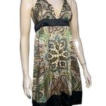Alice & Trixie Women’s Size M Black Silk Paisley Print Halter Neck Mini Dress Photo 0