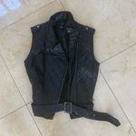Forever 21 Black Pleather Moto Vest with Belt Sz S Photo 0