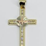 Real 10k Solid gold cross pendant Holy Spirit dove Crucifix charm yellow and rose Gold White Cubic Zirconia Rose Gold Descending Dove 1” Small box included Checkout my other jewelry New Dije de crucifico con el Espíritu Santo 10k de Oro Photo 0
