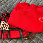 PINK - Victoria's Secret Victoria’s Secret Pajamas pants plaid & Sweatshirt Photo 0