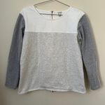 J.Crew Color Block Gray Cream White Back Zip Terry Cloth Sweater Size S Photo 0