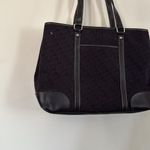 NY & Co Black Monogram Tote Bag Leather Trim Contrast Stitch Shoulder Purse Black Photo 3