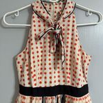 Maeve  White and Orange Polkadot Halter Dress with Black Trim Size 0 Photo 7