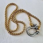 18K Gold Plated Carabiner Screw Lock Necklace Stainless Steel Womens Jewelry Photo 0