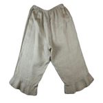Flax  Linen Culottes Cropped Pants Elastic Waist Ruffle Hem Medium Photo 1