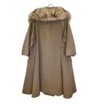 Joseph Magnin Vintage Wool Faux Fur Collar Button Coat Sz XL Tan Glamour 60’s Photo 10