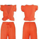 Fancyinn Orange Deep V Neck Crop Top Photo 3