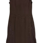 Vintage David Warren‎ 100% Silk Brown Knee Length Dress beaded Women’s sz 10 Photo 0