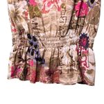 Chico's  Shirt Womens Small Beige Pink Floral Embellished Beaded Smocked Boho Photo 5