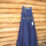 Mac Duggal 20365 Navy Floral Applique Sleeveless A Line Gown Photo 5