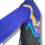 Vintage 80s Wool Mohair Cardigan Sweater Black Purple Geometric Abstract Art Blue Size M Photo 3