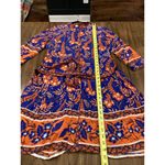 Rene Derhy Ainoa Waist Belted Three Quarter Sleeve shirt Dress Floral viscoe S Blue Photo 2