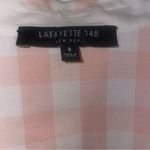 Lafayette 148 Peach And White Gingham Button Up Asymmetrical Hem‎ Size Small Photo 2