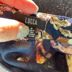 Lucca Couture Lucca Womens Romper Sz M Navy Blue Yellow Orange Floral Print Shorts Long Sleeve Photo 4