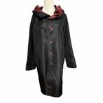 Ubu Reversible Parisian Opera Raincoat Small Black Red iridescent Pleated Hooded Photo 2