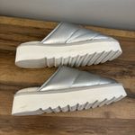 Maeve Anthropologie  Puffy Platform Silver Slippers Slides Shoes Photo 8