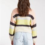 Billabong Size Large Seeing Stripes Sweater Pastel Colorblock Beachy Boho Hippie Photo 1