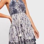 Free People Beach Day Mini Dress Halter Neck Blue Print Size XS Photo 0