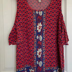 st. john's bay EUC | St. John’s Bay women’s patterned shoulder cutout blouse —‎ large Photo 0