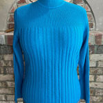 Sag Harbor  sweater cabled ribbed high neck blue Photo 0