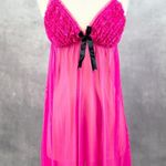 Babydoll Chemise Slip Dress Womens S/M Ruffled Coquette Lingerie Boudoir Dainty Pink Photo 0