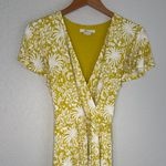 Boden Evangeline Floral Wrap Dress Lime Green Yellow Citrus Jersey Vacation Size 10 Photo 1