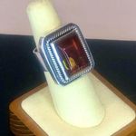 LORI BONN Sterling Silver Amber Cabochon Rope Bezel Cocktail Ring Photo 3