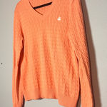 Brooks Brothers  346 Cable Knit Sweater V-Neck Light Orange Peach Size Large Photo 0