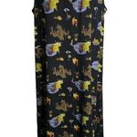 carole little Vintage 90s Dress Shirt Set L Black Button Up Short Sleeve Rayon Photo 2