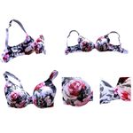 Cacique  Bra 40D Floral White Pink Black Lightly Lined Full Coverage Unde… Photo 7