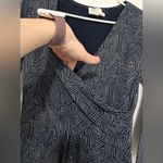 Mata Traders Organic Cotton 3/4 Sleeve Dress Size Small, Navy and Gray Print Blue Photo 2