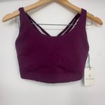 We Wander Flex‎ Stretch June Strappy Scoop Neck Sport Bra Dark Purple Medium Photo 3