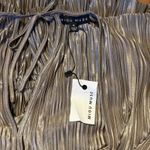 MIOU MUSE NWT Plisse Dolman Sleeve Plunging V Neck Ruched Waist Top Size Small Silver Photo 3