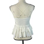 Free People  Intimately X-Small Adella Cami Top White Ruffle Crochet Lace Smocked Photo 5